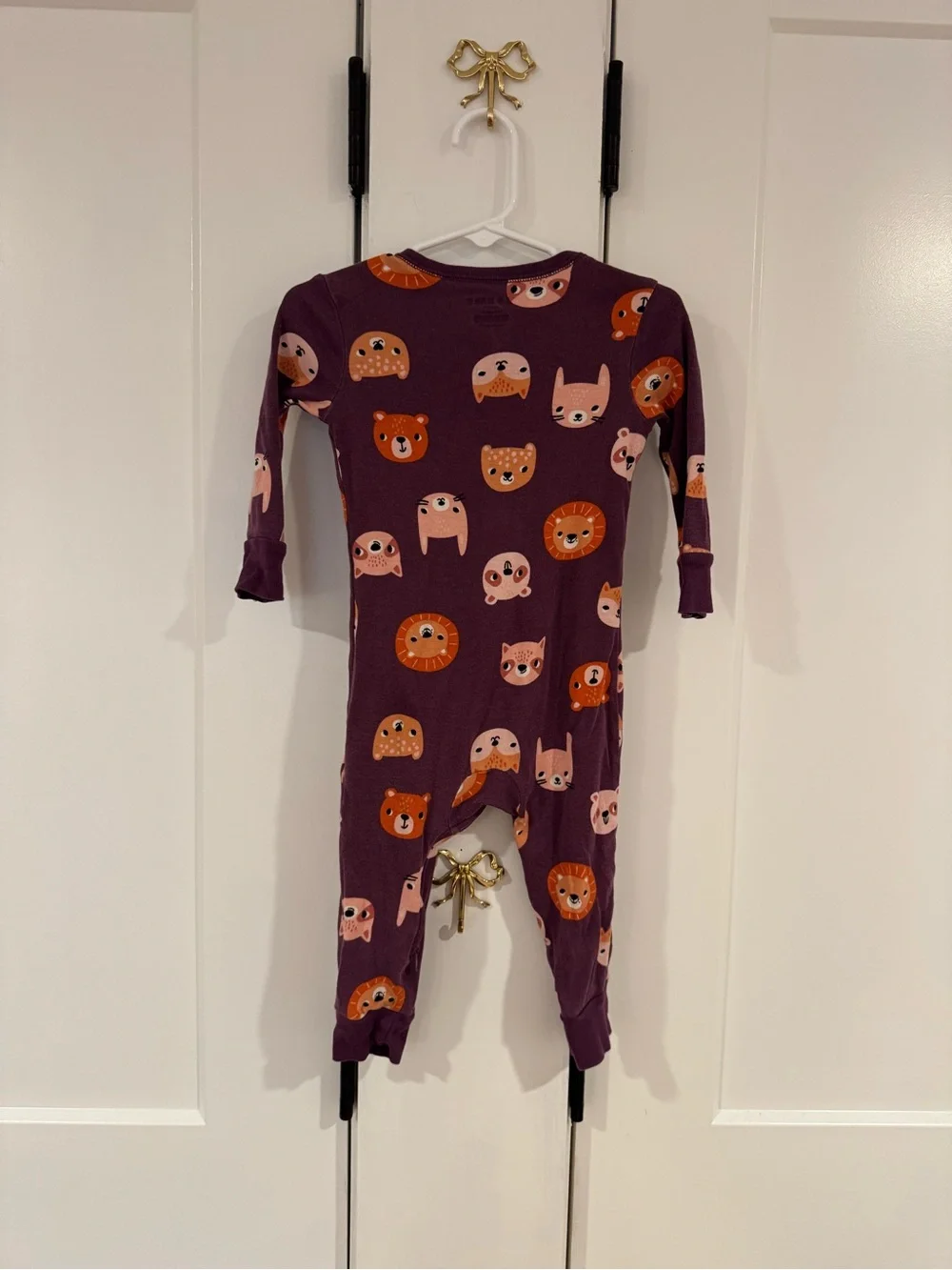 Old Navy Purple Animal Face Zip One-Piece Footie